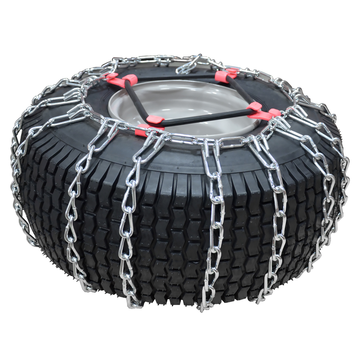 Set of Two Snow Tire Chains with tensioners for Tire size 20x10x8 20x10x10 2-Link spacing