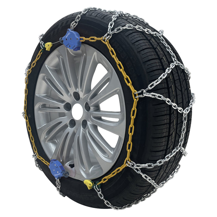 Set of 2 Passenger Car Snow Chains with Tensioner fits Tire Size 205/70R16 215/65R16 225/75R14 235/45R18 245/45R17 255/60R14