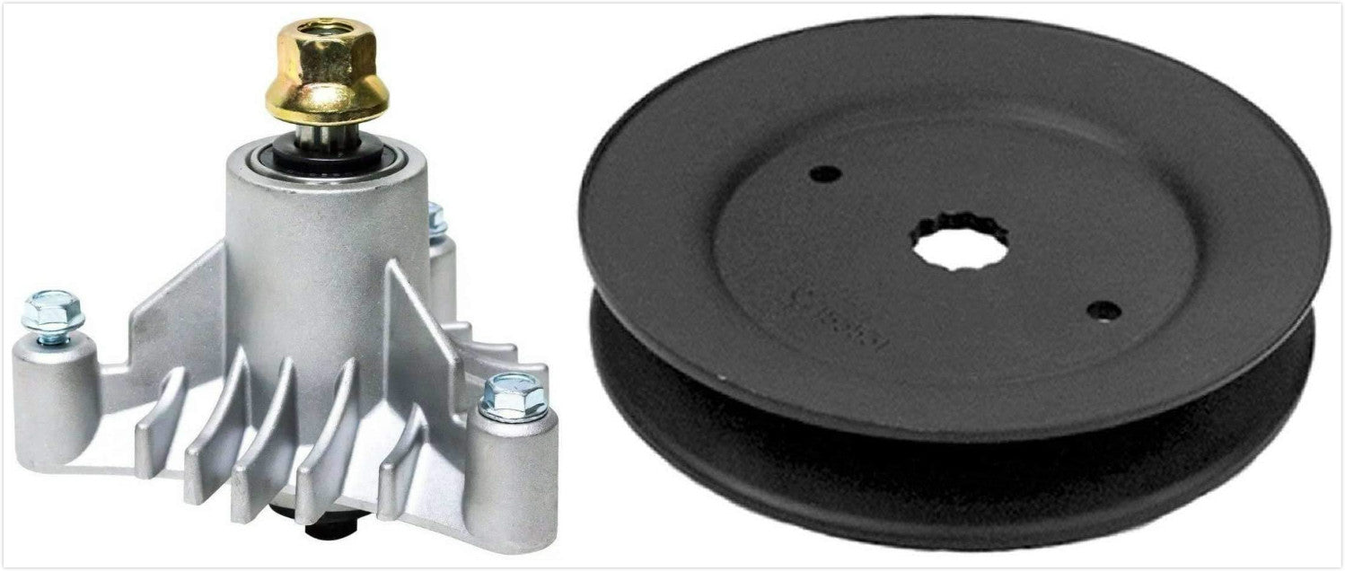 Spindle and Pulley assembly for AYP Husqvarna 46 inch lawn tractors compatible with 143651 532143651