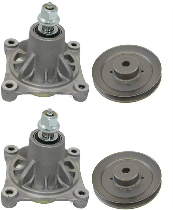 Spindle and pulley assembly for Dixon Husqvarna Poulan 46 inch Zero-turn mower 532174356, 539113962 3-Pack