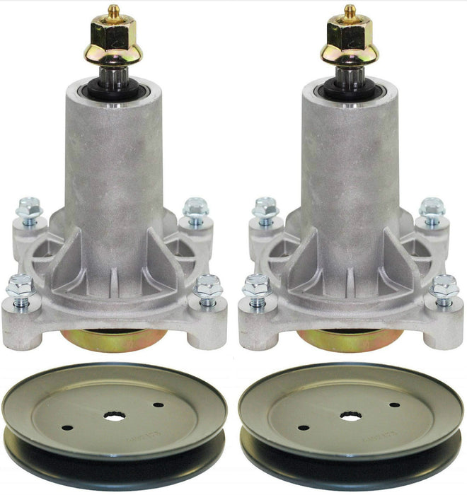 Spindle and Pulley assembly for Poulan Pro 42 46 inch lawn mowers 532187292 532197473 2-Pack