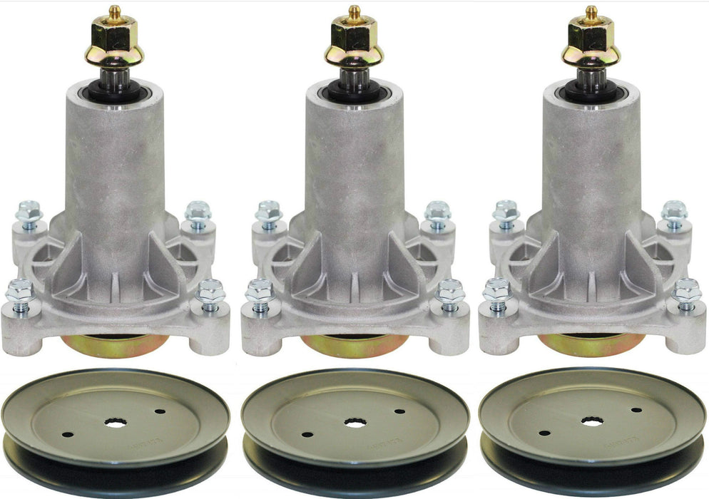 Spindle and Pulley assembly for Poulan Pro 54 inch lawn mowers 532187292 21546238 3-Pack